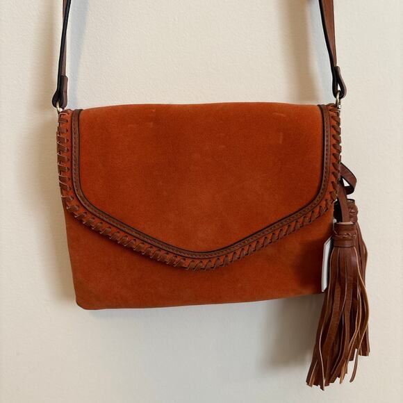 Jen & Co Sloan Vegan Crossbody Faux Suede Envelope Bag Burnt Orange Brown NWT - Picture 3 of 11